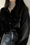 Ribbed Button-Front Collared Jacket