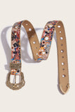 Floral Print Ornate Metal Belt