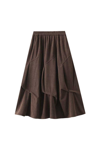 Smocked Waist Tiered Ruffle Midi Skirt