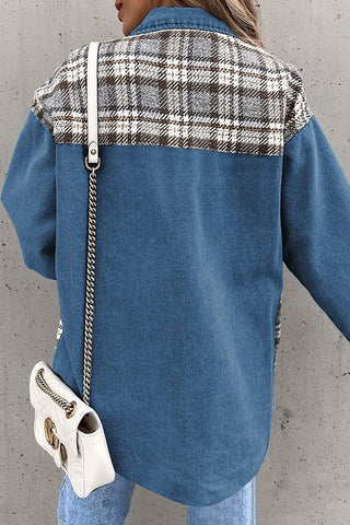 Plaid Patchwork Button-Front Jacket