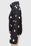 Polka Dot Stand Collar Zip-Up Jacket