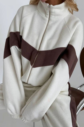Colorblock Zip-Up Hoodie and Pants Activewear Set