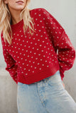 Heart Knit Crew Neck Sweater