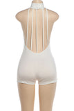 Metallic Stud Cutout Mock Neck Romper