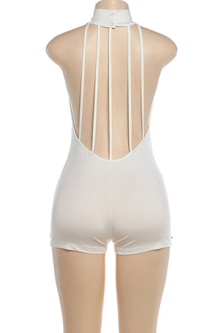 Metallic Stud Cutout Mock Neck Romper