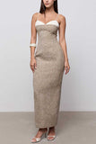 Sweetheart Neck Textured Bodycon Maxi Dress