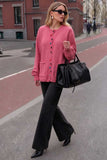 Colorful Button Crew Neck Knit Cardigan