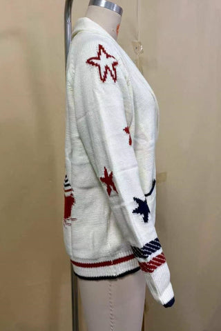 Sailboat Intarsia Knit Cardigan
