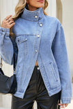 Stand Collar Asymmetric Button-Front Jacket