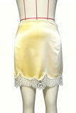 Lace Trim Satin Slip Mini Skirt