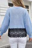 Lace Hem V-Neck Button Front Cardigan