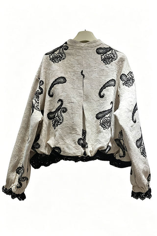 Paisley Lace Trim Cropped Jacket