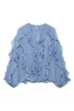 Ruffle Puff Sleeve Blouse
