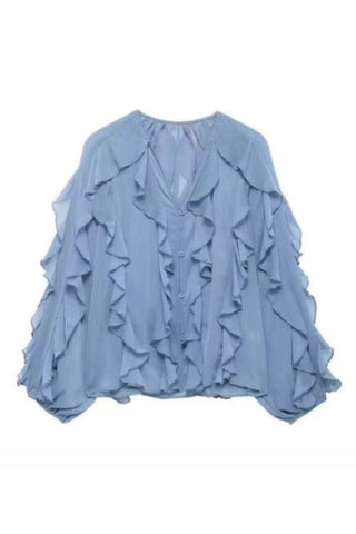 Ruffle Puff Sleeve Blouse
