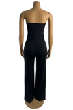 Strapless Jumpsuit with Geometric Design