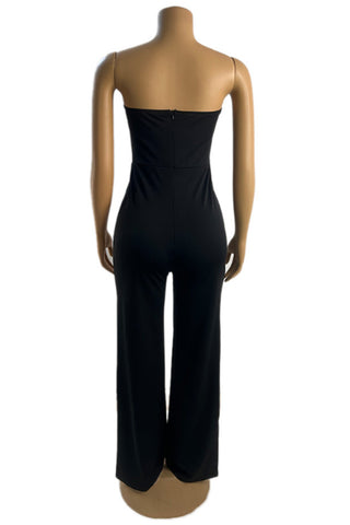 Strapless Jumpsuit with Geometric Design