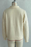 Argyle Knit Collared Button-Front Cardigan
