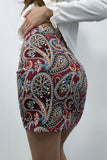 Paisley Jacquard Bodycon Mini Skirt