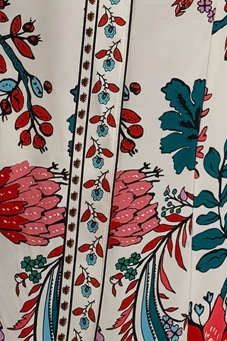 Tie-Waist Floral Print Maxi Skirt