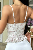 Floral Lace-Up Sweetheart Corset Cami