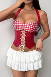 Lace-Up Corset Tank Top