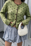 Polka Dot Knit Button-Front Cardigan