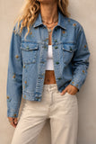 Floral Motif Denim Jacket