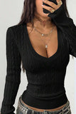 Cable Knit V-Neck Long Sleeve Sweater