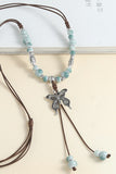 Butterfly Charm Beaded Tassel Necklace