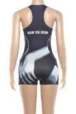 Graphic Print Sleeveless Bodycon Romper