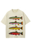 Fish Print Crew Neck Short Sleeve T-Shirt
