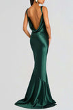 Satin Cowl Neck Mermaid Maxi Dress