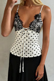 Lace-Trim Polka Dot Cami Top