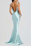 Satin Cowl Neck Mermaid Maxi Dress
