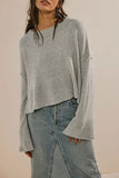 Bell Sleeve Crew Neck Knit Sweater