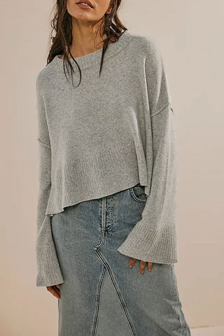 Bell Sleeve Crew Neck Knit Sweater