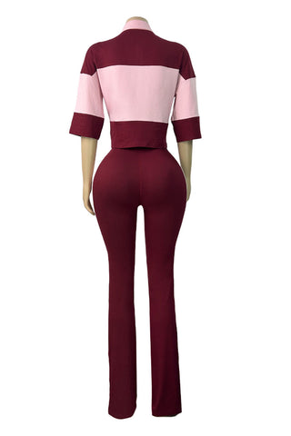 Side Stripe High-Waist Flare Casual Pants