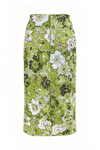 Sequin Floral Midi Skirt