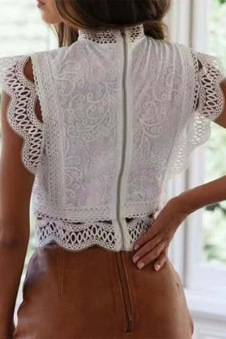 Lace Sleeveless Cropped Tank Top