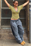 Striped Wrap-Front Top