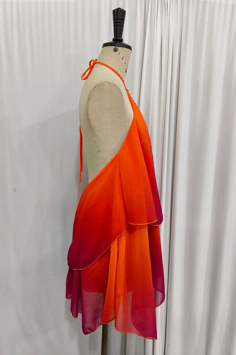 Asymmetrical Layered Halter Dress