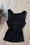 Square Neck Letter Graphic Tank Top