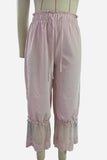 Lace-Trim Wide-Leg Casual Pants