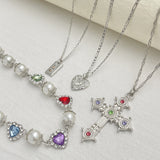 Layered Cross Heart Pendant Necklace