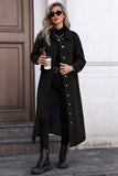 Long Sleeve Button-Front Denim Maxi Coat