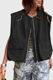 Zip-Front Sleeveless Utility Vest