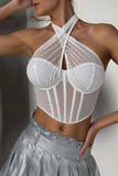 Sequin Halter Crop Top