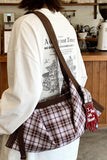 Plaid and Striped Foldable Tote Bag