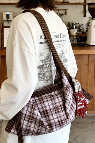 Plaid and Striped Foldable Tote Bag