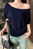 Off-Shoulder Fitted T-Shirt